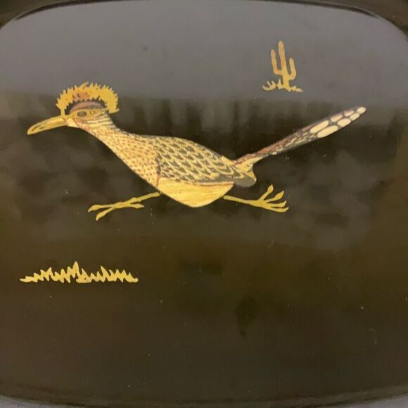 Vintage Couroc of Monterey Roadrunner Tray Mid Century. Wood and mother of pearl - Picture 2 of 8
